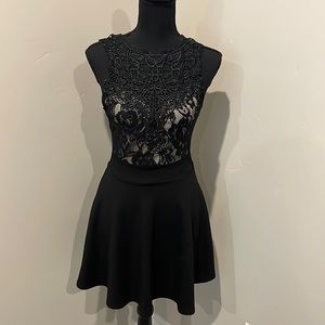 Black dress with lace top